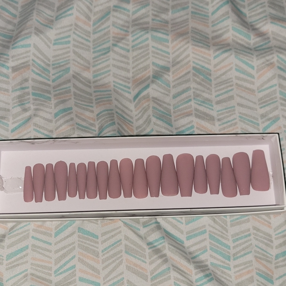 Long Matte Mauve Custom Press-on Nails.